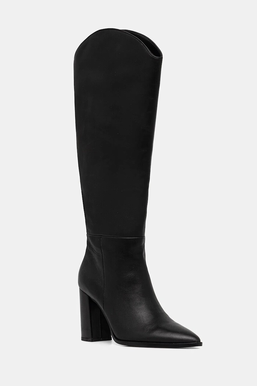 Kožené čižmy Steve Madden Bixby čierna farba, na podpätku, 11004834