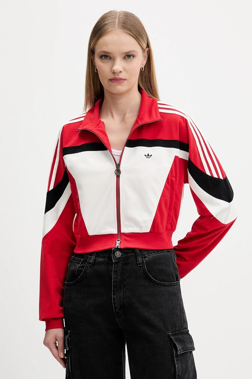 Mikina adidas Originals Tracktop červená farba, vzorovaná, JY2387