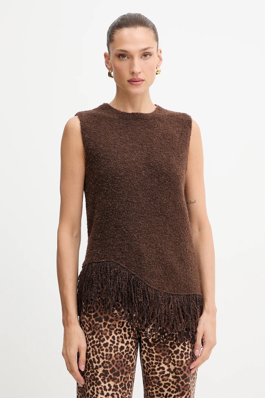 Vesta s prímesou vlny Simona Corsellini hnedá farba, A25CPTOO0101