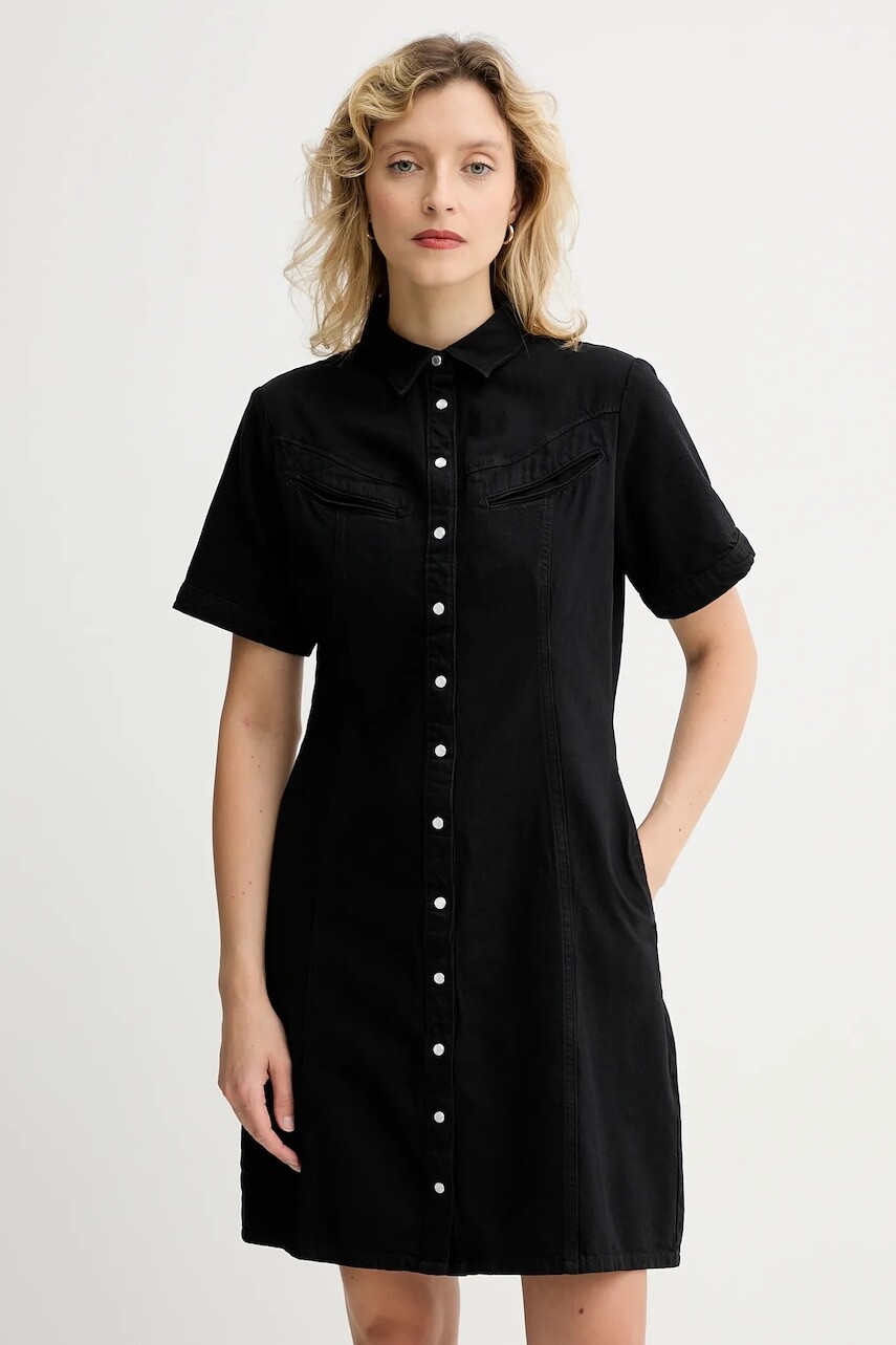 Rifľové šaty Levi's čierna farba, mini, rovný strih, 001HR