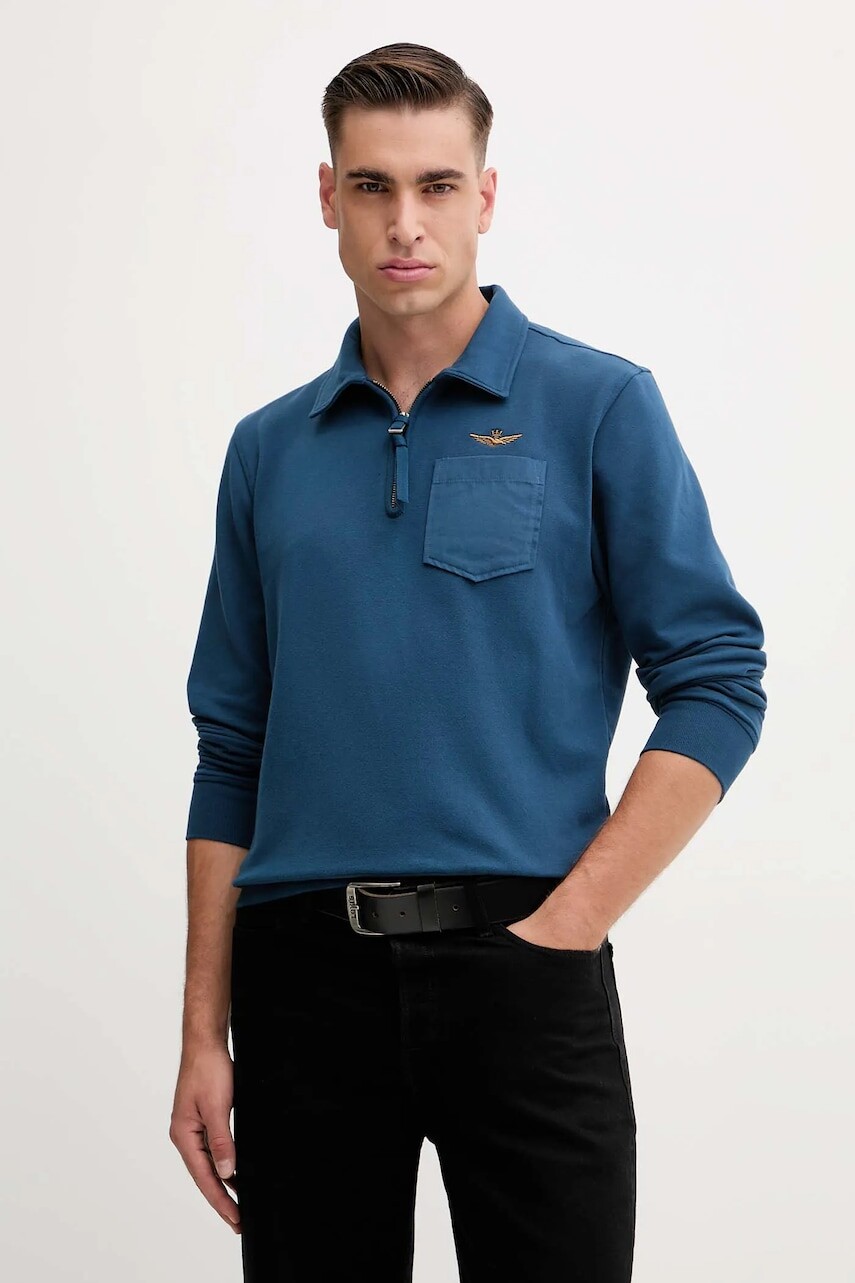 Mikina Aeronautica Militare modrá farba, s nášivkou, FE2067UF00668