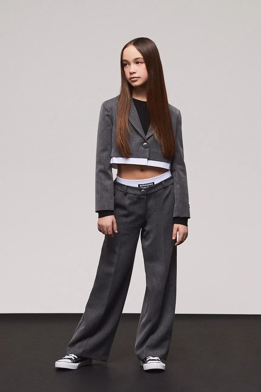 Detské sako Patrizia Pepe A676 šedá farba, 7S0280