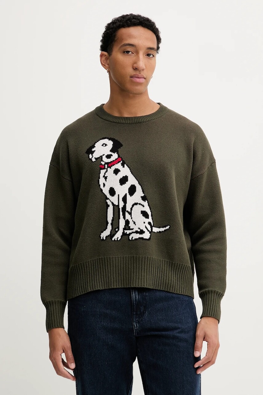 Bavlnený sveter Kaotiko zelená farba, teplé, AR017-01-E002