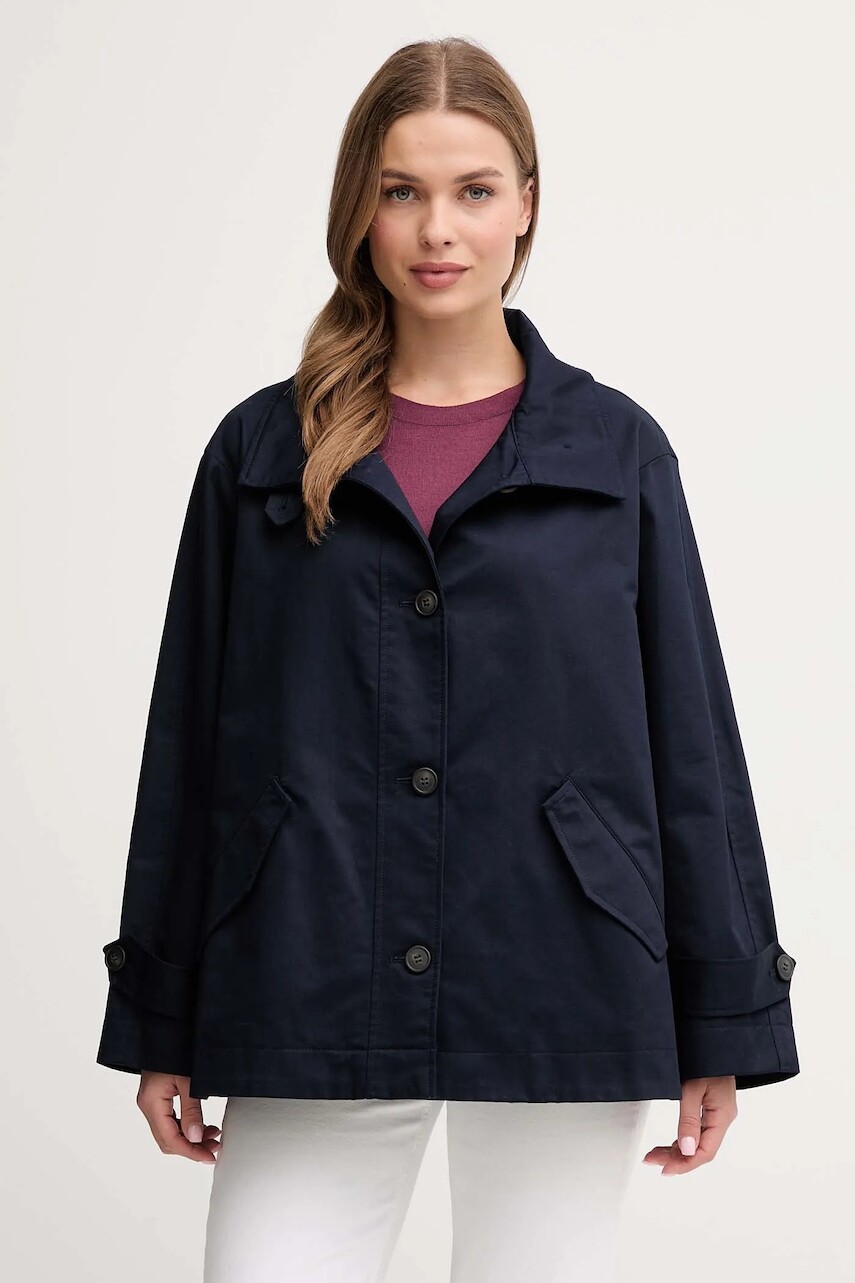 Bavlnená bunda United Colors of Benetton tmavomodrá farba, prechodná, oversize, 2QJYDN07Y