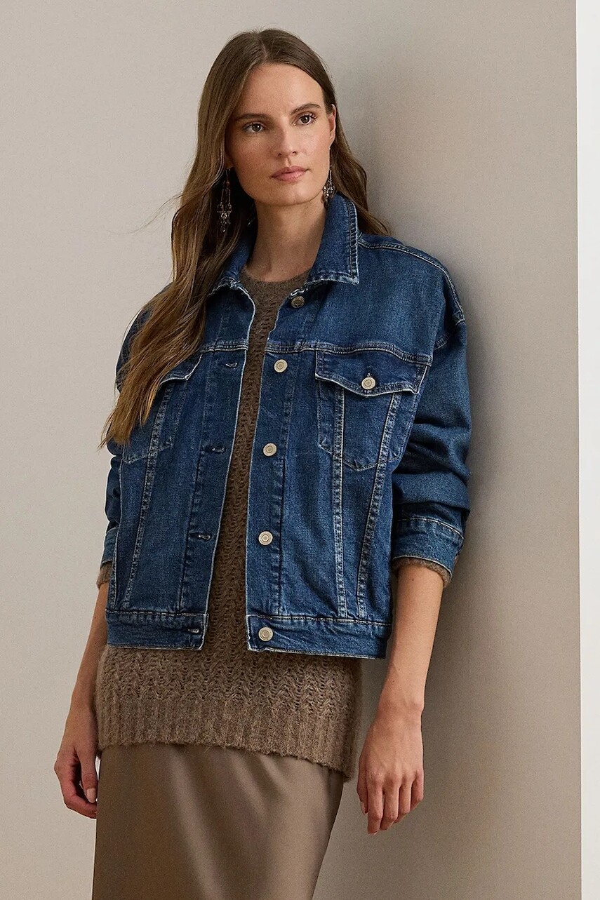 Bunda Lauren Ralph Lauren modrá farba, prechodná, 200979972