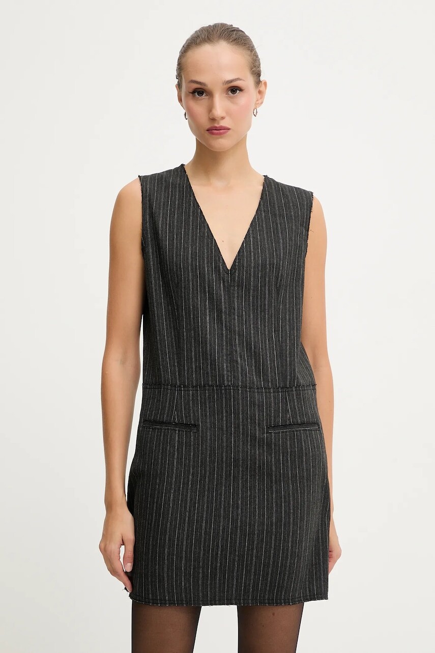 Šaty s prímesou vlny Iceberg šedá farba, mini, rovný strih, H051 3082