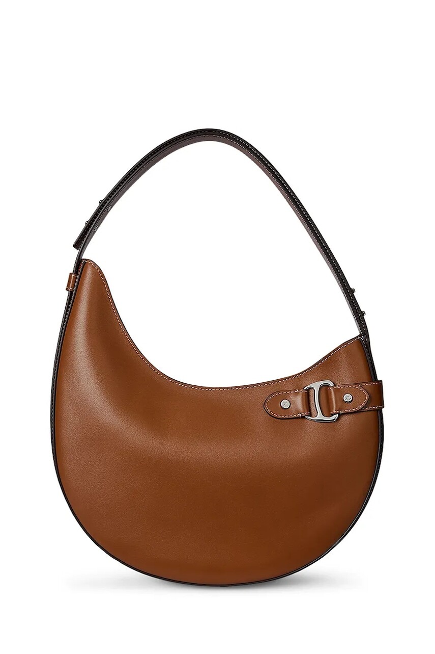 Kožená kabelka Lauren Ralph Lauren hnedá farba, 431980156