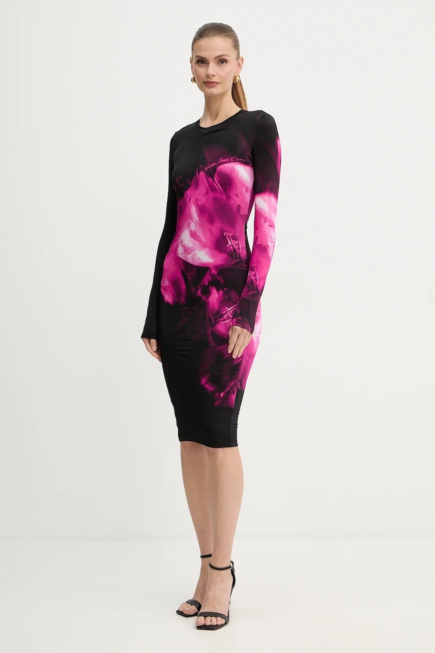 Šaty Versace Jeans Couture čierna farba, midi, priliehavé, 79HAO9P0 JS526