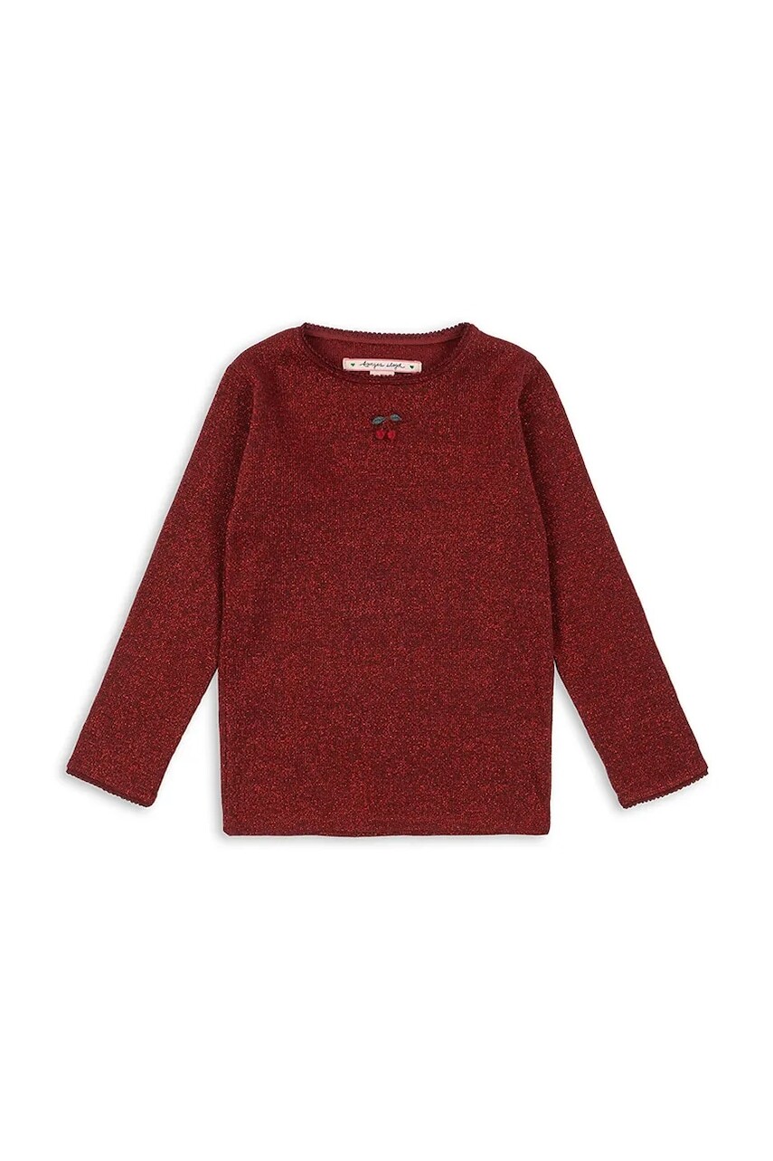 Detské tričko s dlhým rukávom Konges Sløjd ROLI BLOUSE červená farba, KS104414