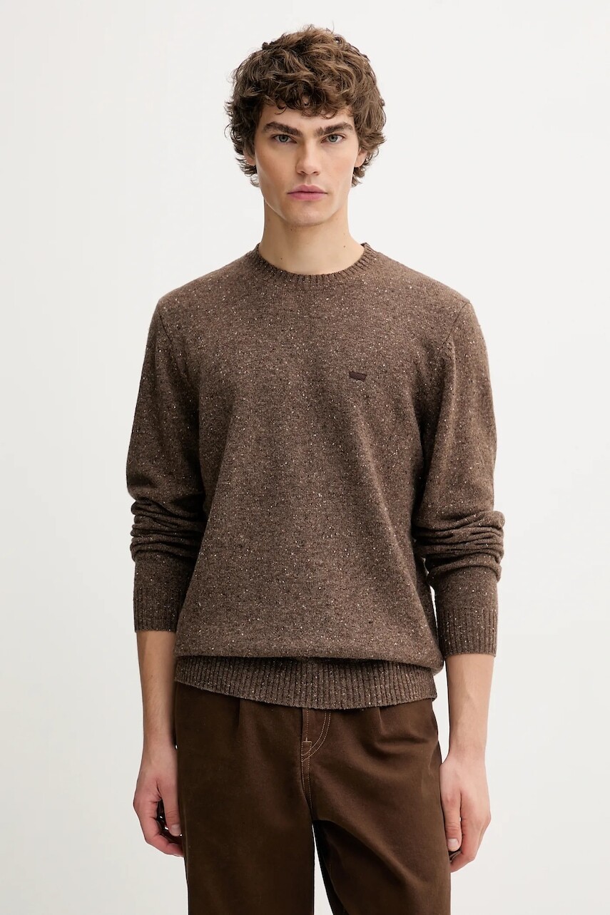 Sveter s prímesou vlny Levi's hnedá farba, ľahký, A4320
