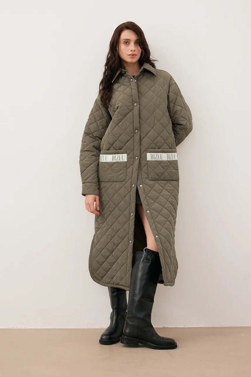 Bunda Bizuu MAREVIA zelená farba, prechodná, oversize, MAREVIA KHAKI