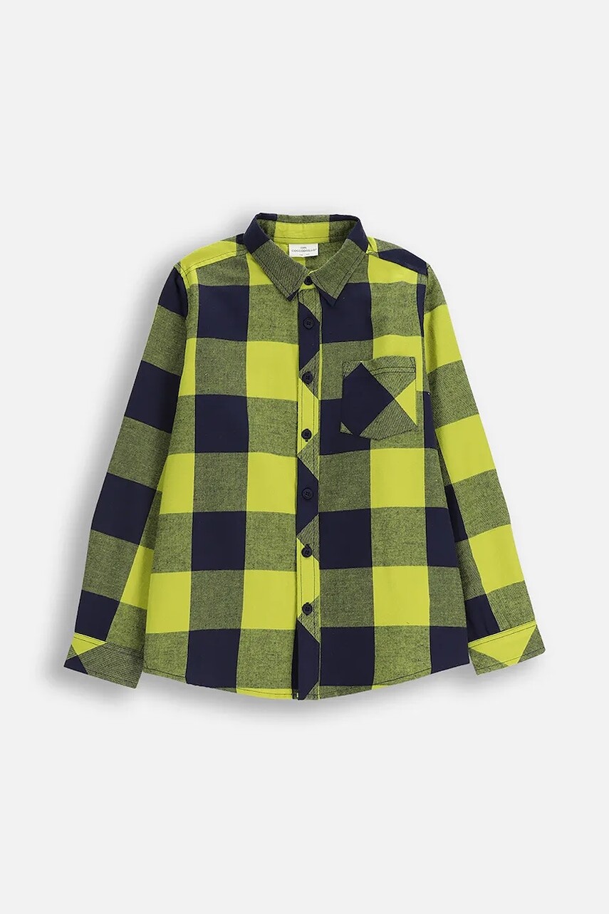 Detská bavlnená košeľa Coccodrillo zelená farba, SPORTS BOY JUNIOR