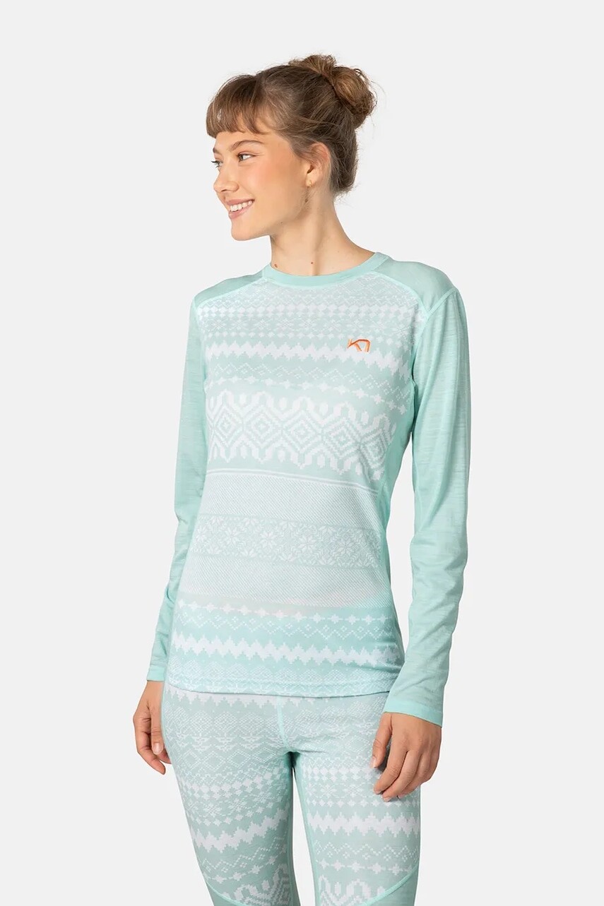 Funkčné tričko s dlhým rukávom Kari Traa LIVE tyrkysová farba, 623900