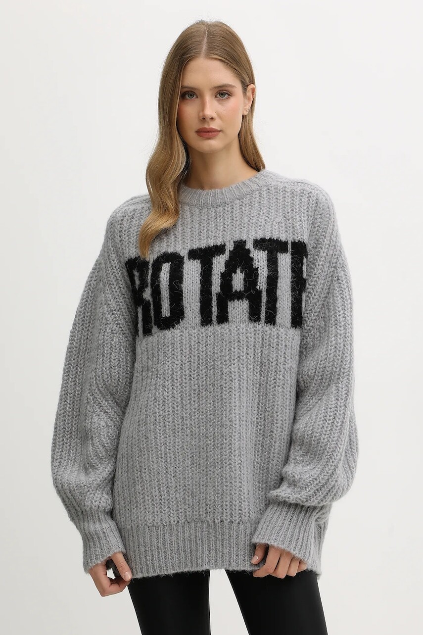 Sveter s prímesou vlny Rotate šedá farba, 114641039