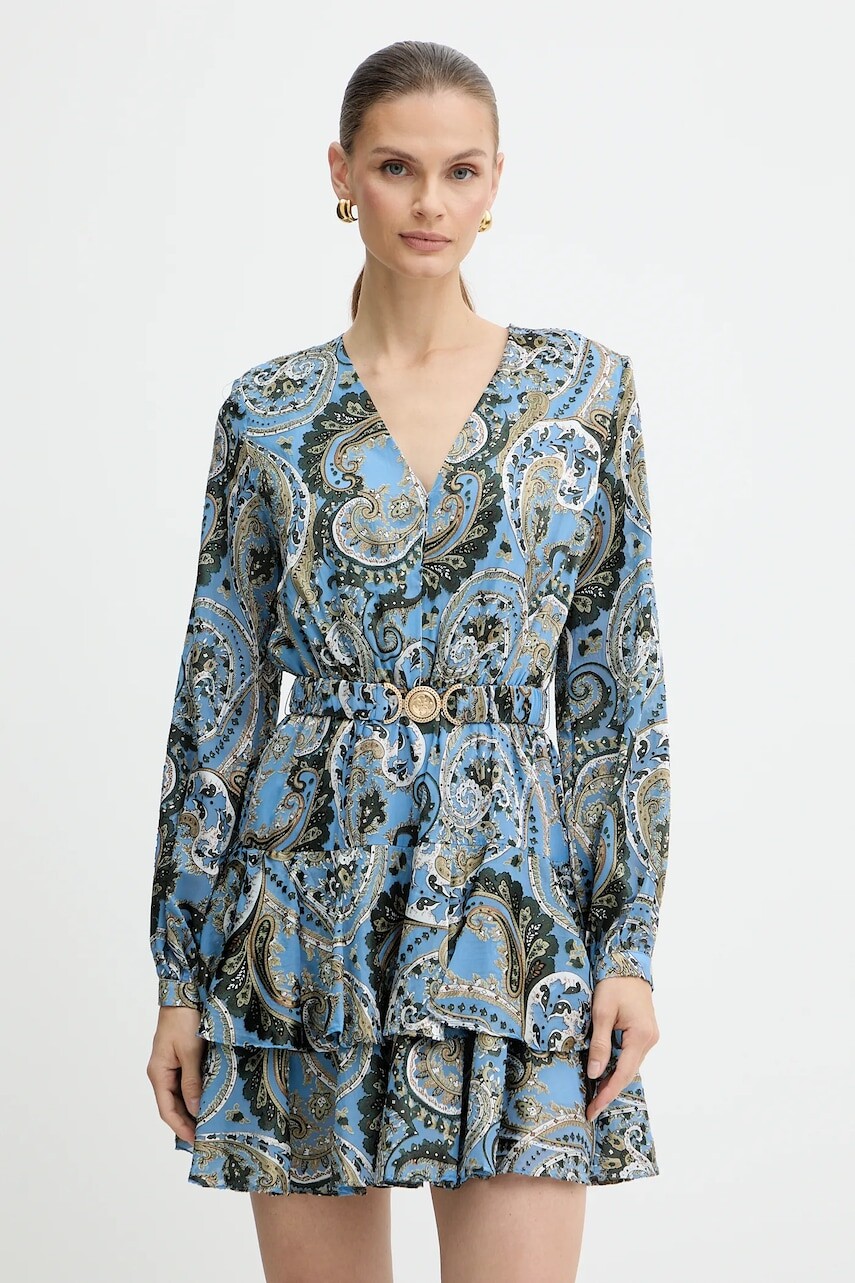 Šaty Guess CLARISSE modrá farba, mini, áčkový strih, W5BK53 W2770