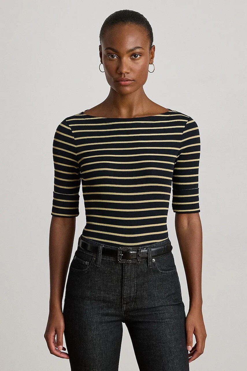 Tričko Lauren Ralph Lauren dámske, čierna farba, 200980044