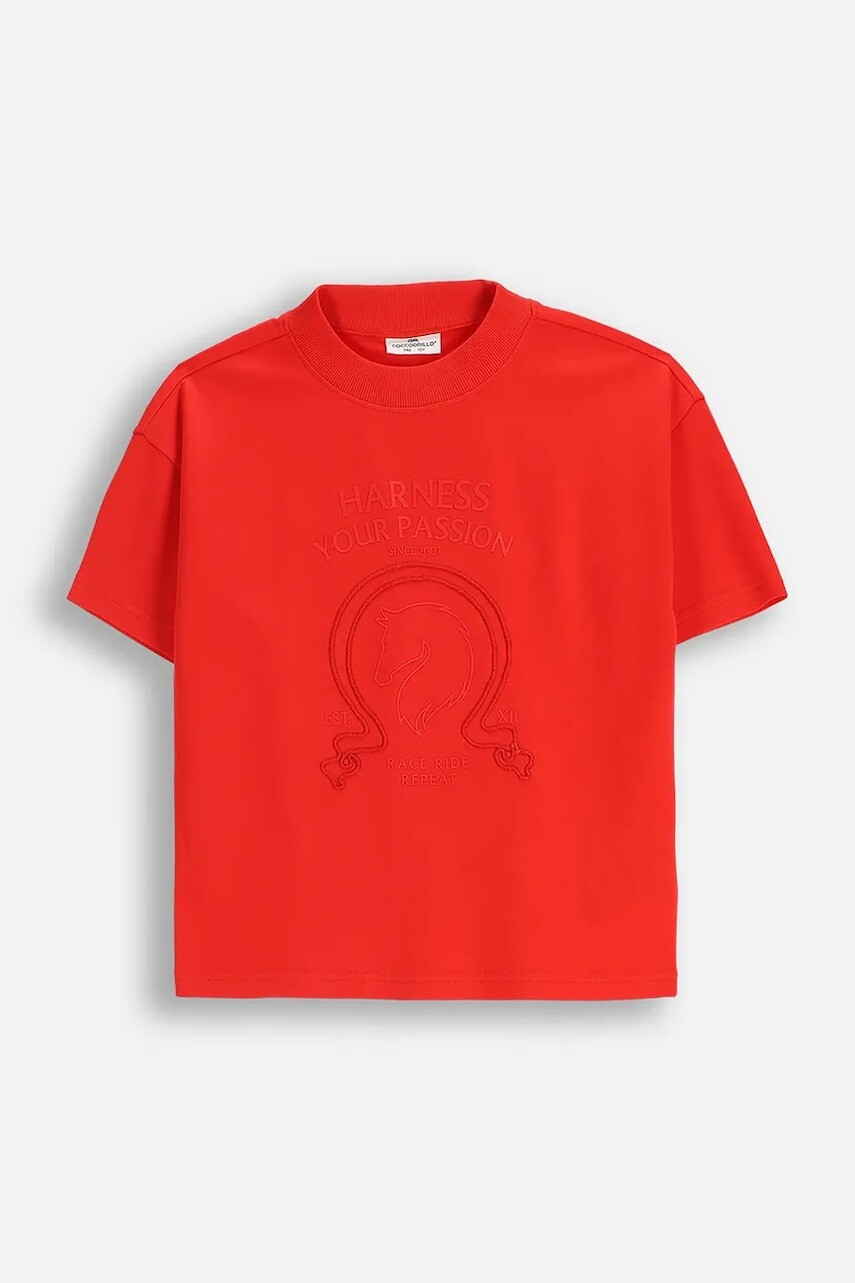 Detské tričko Coccodrillo červená farba, FABOLOUS GIRL JUNIOR