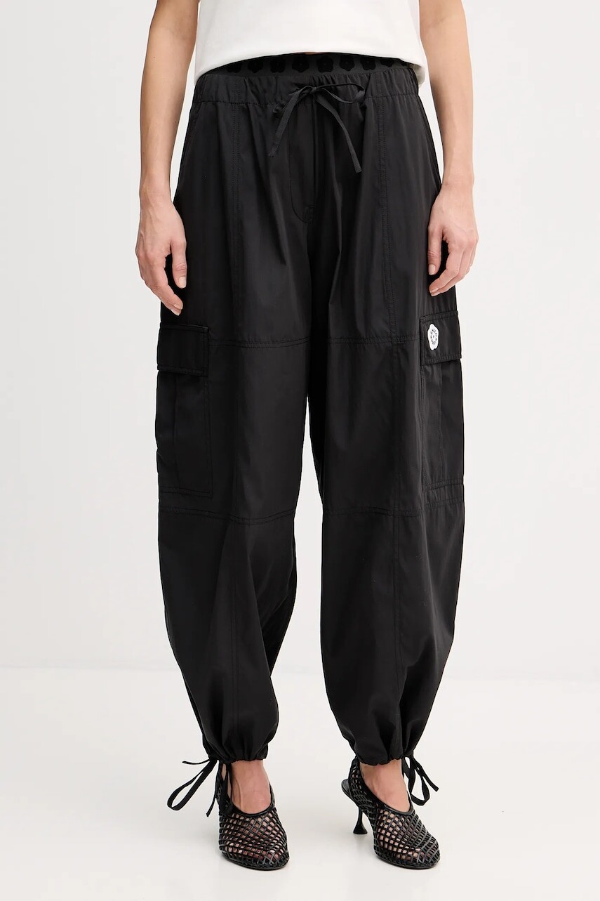 Nohavice Kenzo dámske, čierna farba, rovné, vysoký pás, FF52PA1049FI.99