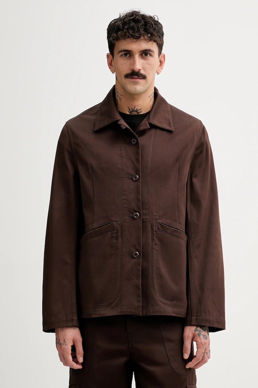 Bavlnená bunda Kenzo hnedá farba, prechodná, FF55VE2309GF.90