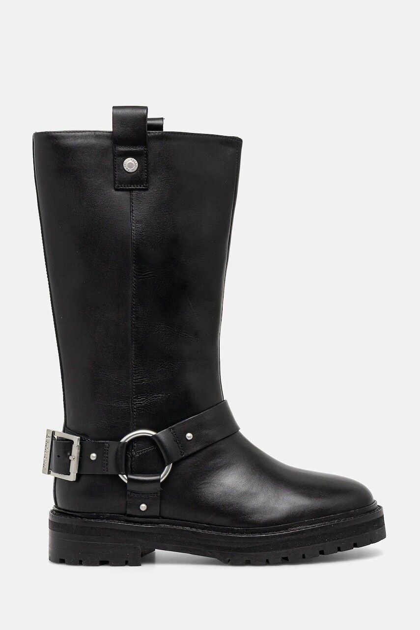 Kožené čižmy Barbour Freya čierna farba, na plochom podpätku, LFO0779BK91