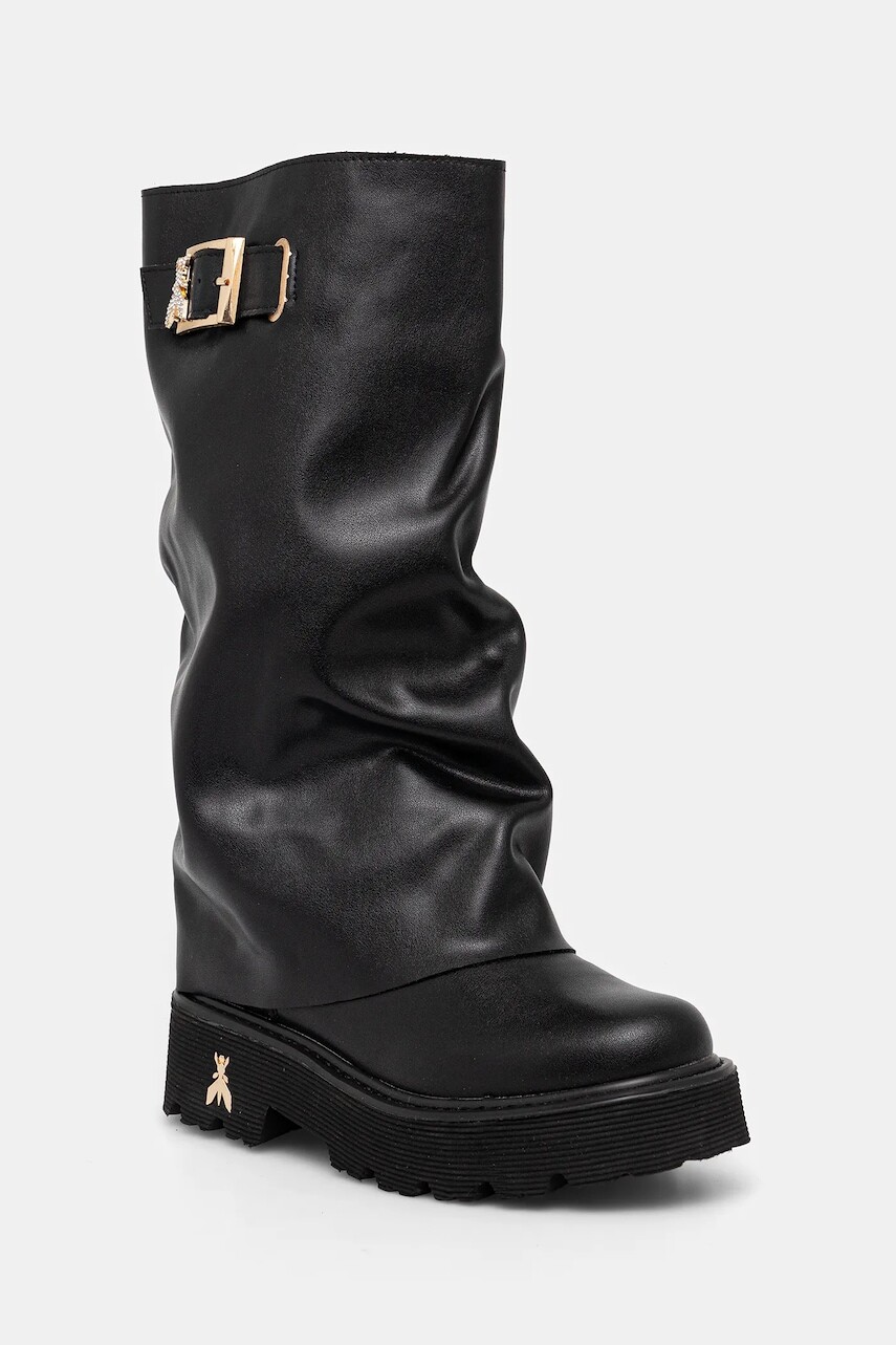 Detské kožené čižmy Patrizia Pepe čierna farba, PPJ968