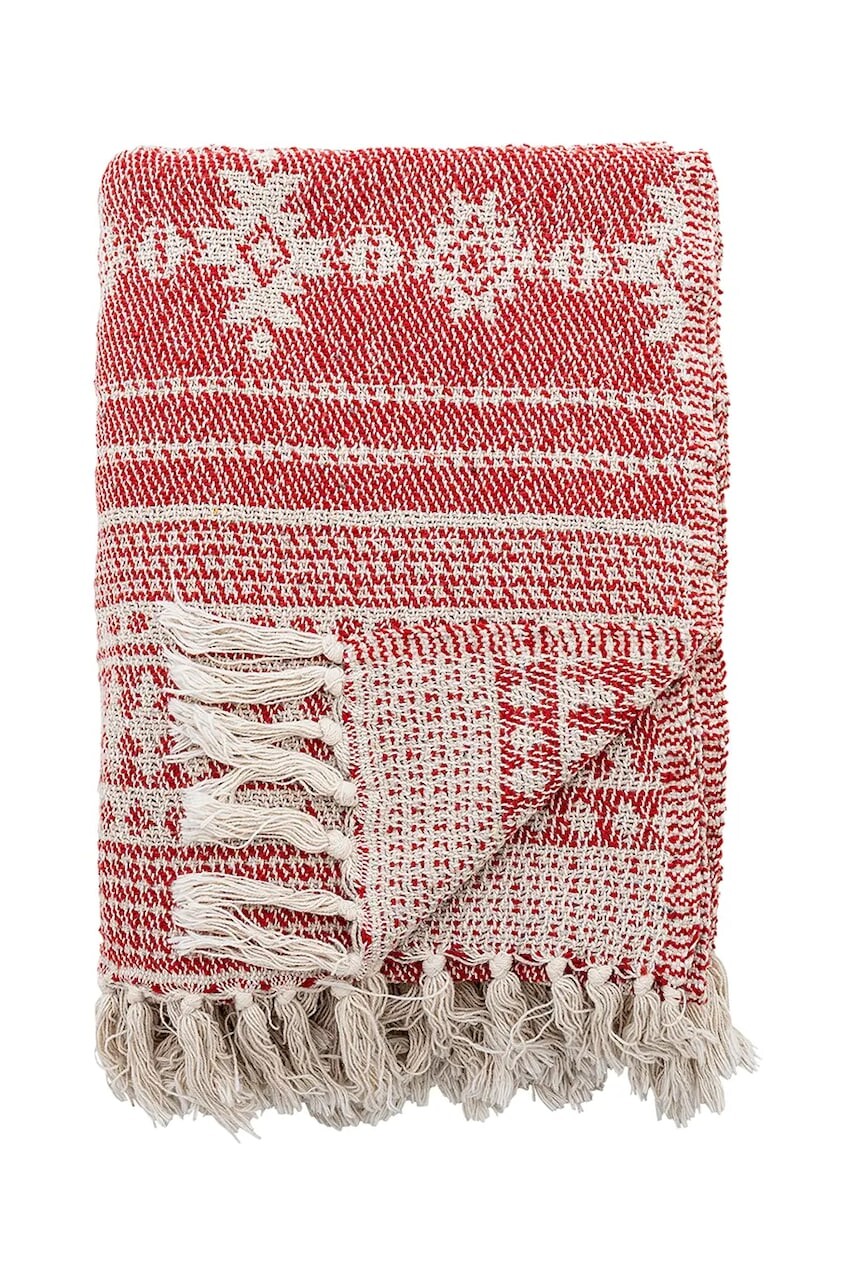 Bavlnený prehoz Bloomingville 160 x 130 cm červená farba