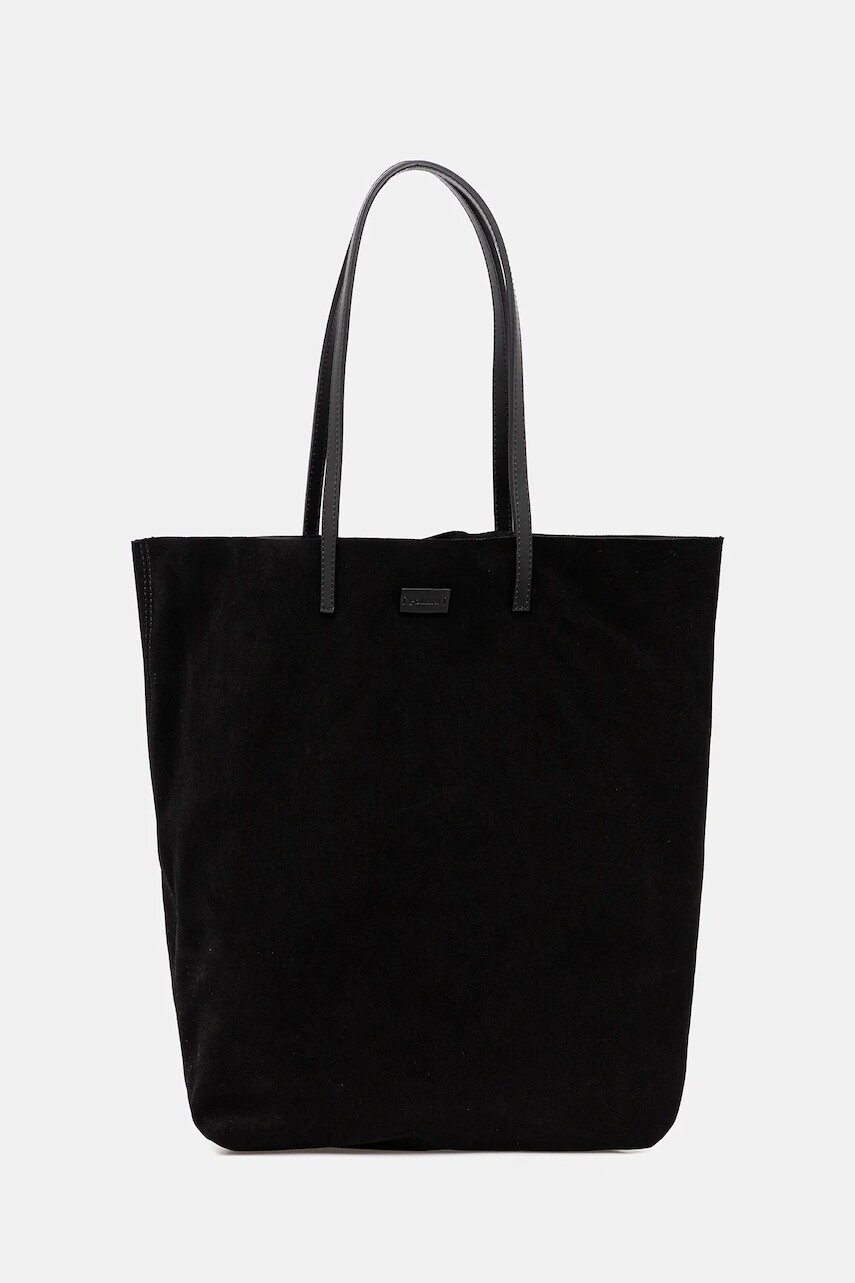 Semišová kabelka Pollini čierna farba, PC4425PP0N QL1