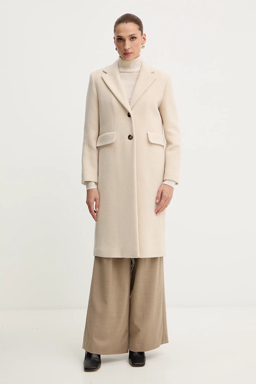 Kabát s prímesou vlny Marella Emme by Marella béžová farba, 2525016042200