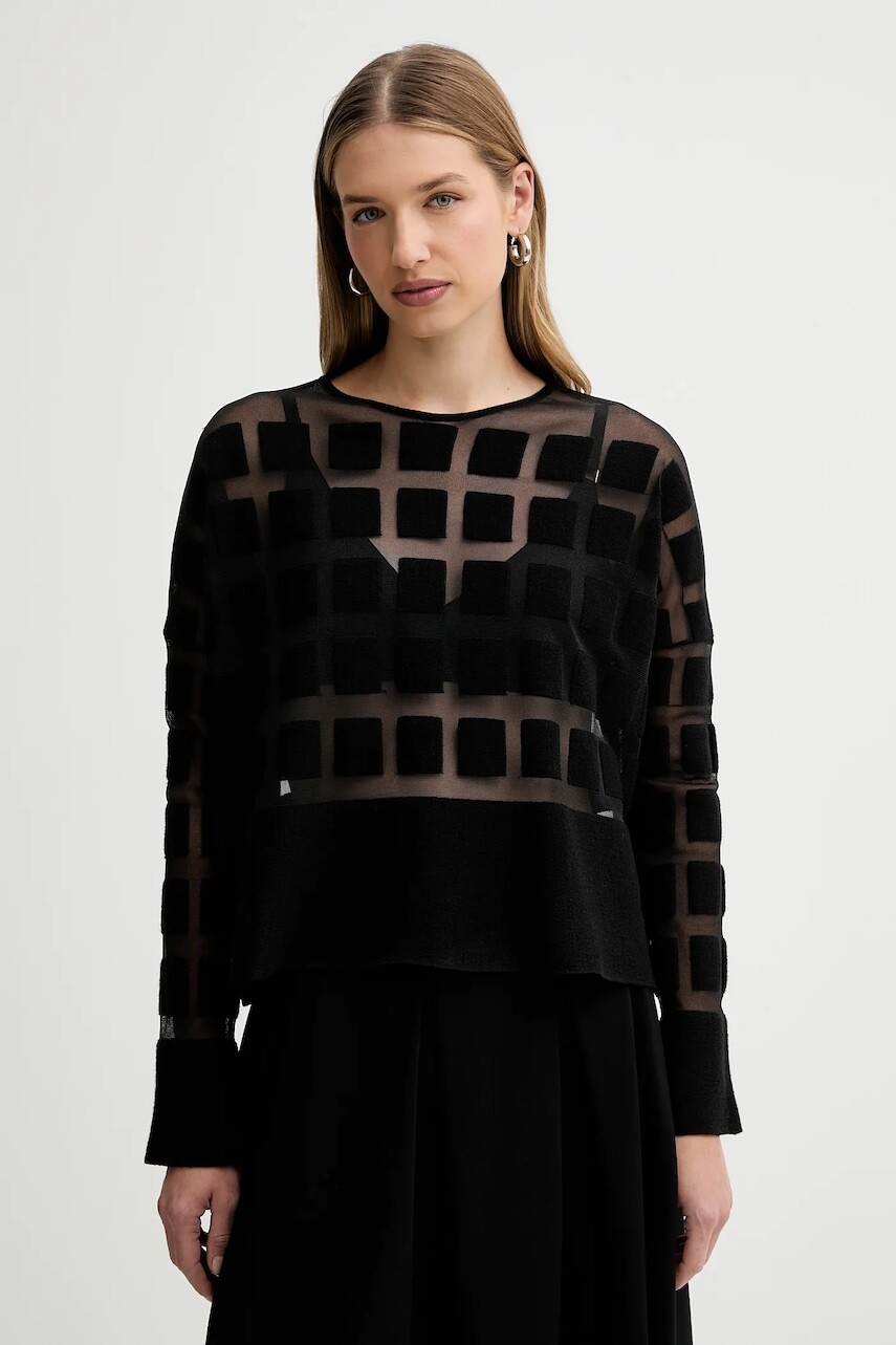 Vlnený sveter Liviana Conti čierna farba, ľahký, L5WA79