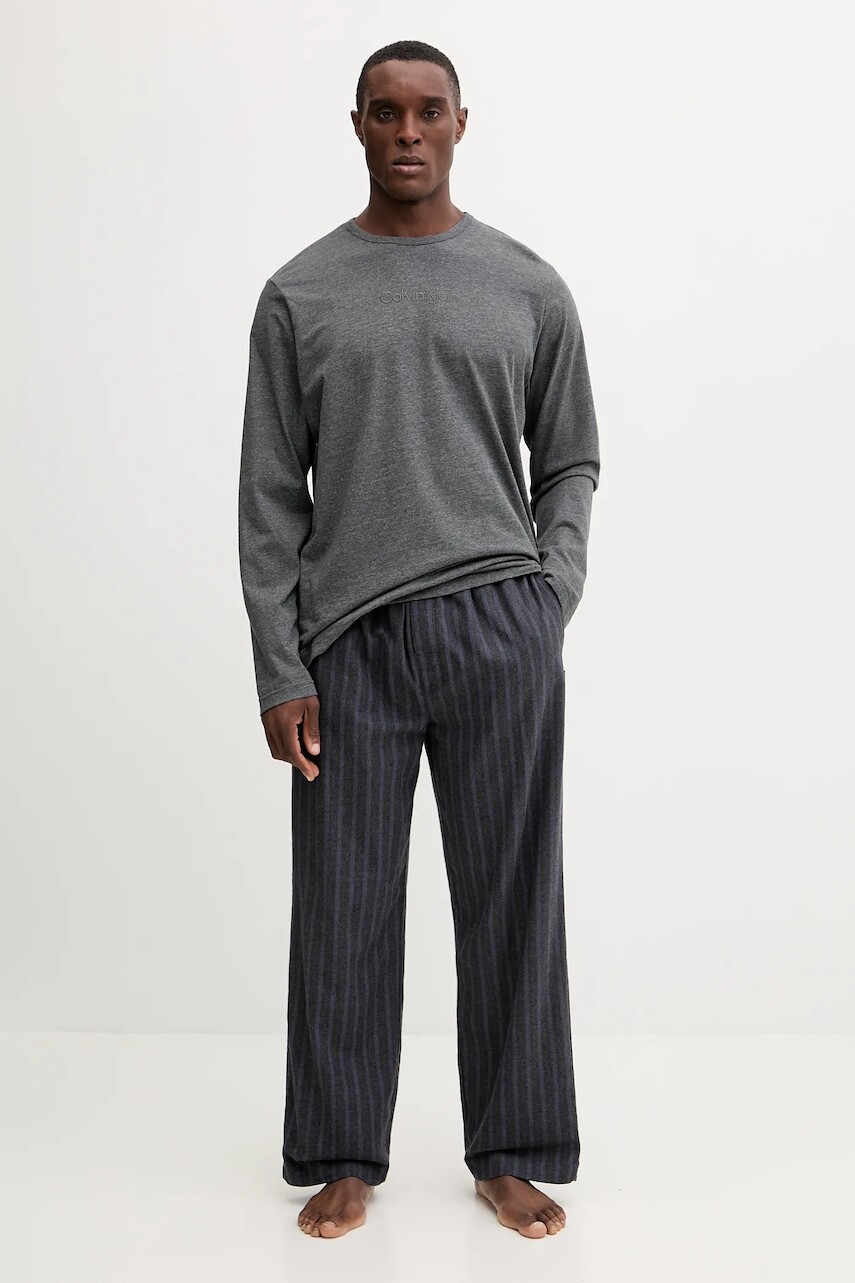 Bavlnené pyžamo Calvin Klein Underwear šedá farba, vzorované, LV00NM2955