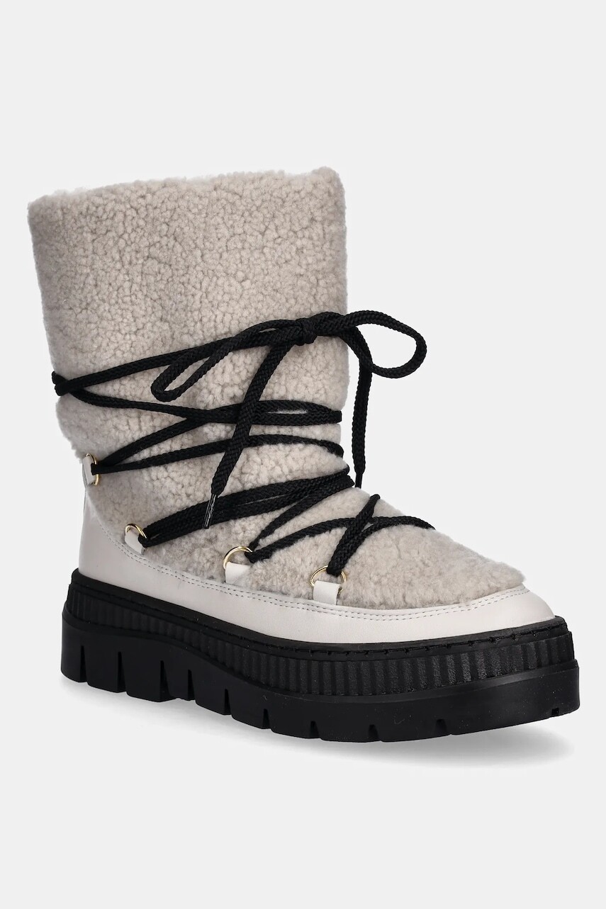 Kožené snehule Pollini šedá farba, SA24235H0NTX110A