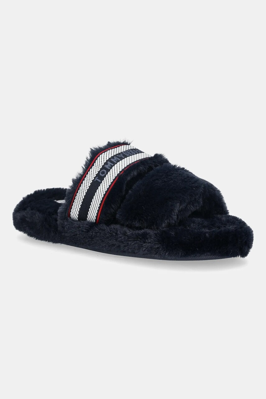 Papuče Tommy Hilfiger HILFIGER FUR SLIPPER tmavomodrá farba, FW0FW08854