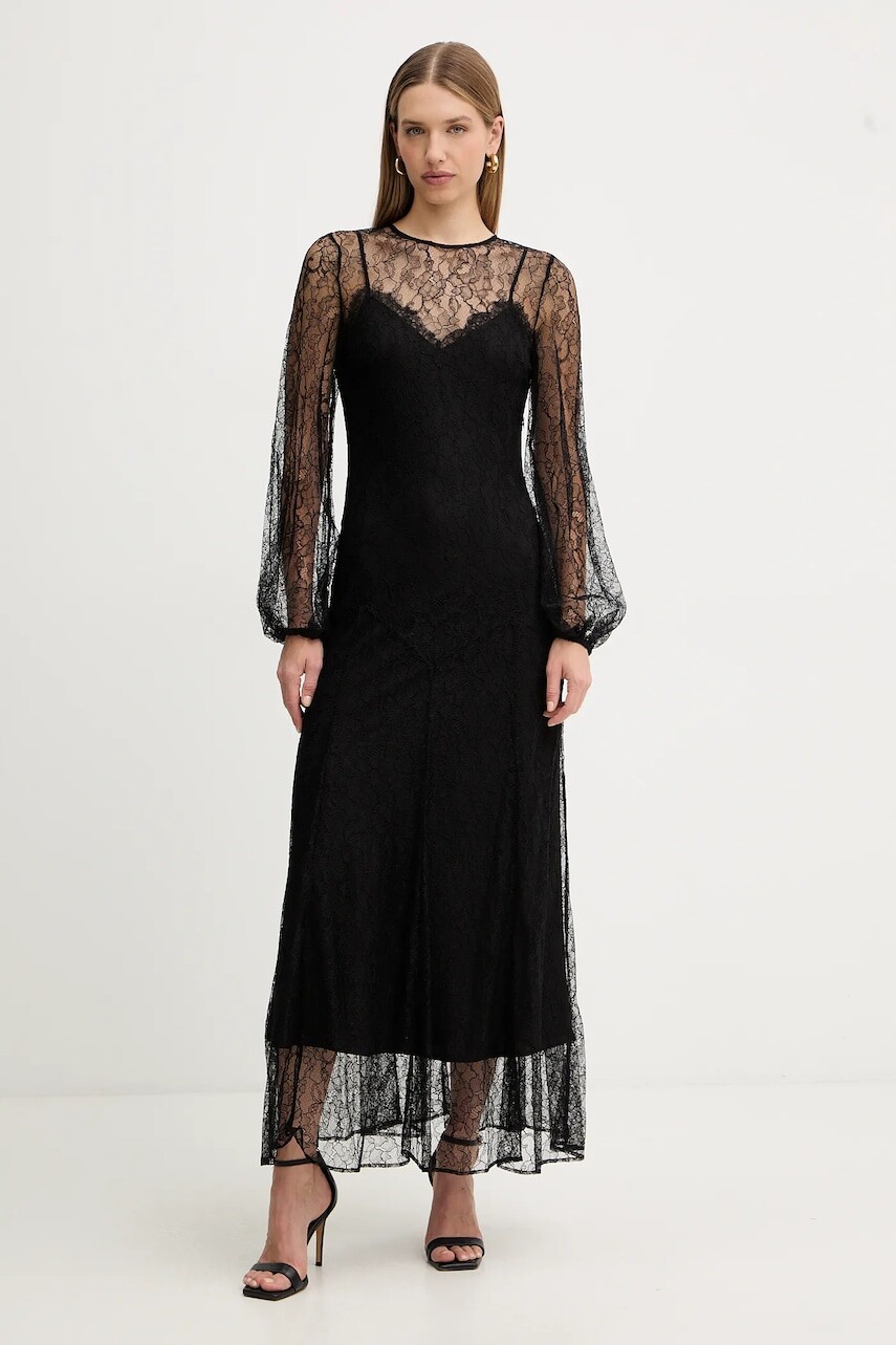 Šaty Twinset čierna farba, maxi, rovný strih, 252TT2261