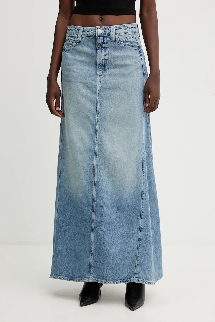 Sukňa Guess SIENNA modrá farba, maxi, áčkový strih, W5BD88 D0742