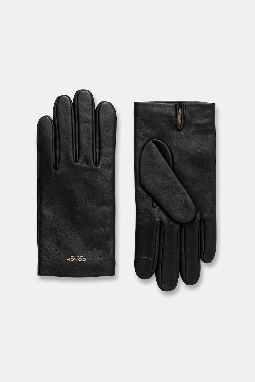 Kožené rukavice Coach čierna farba, 29CCN08