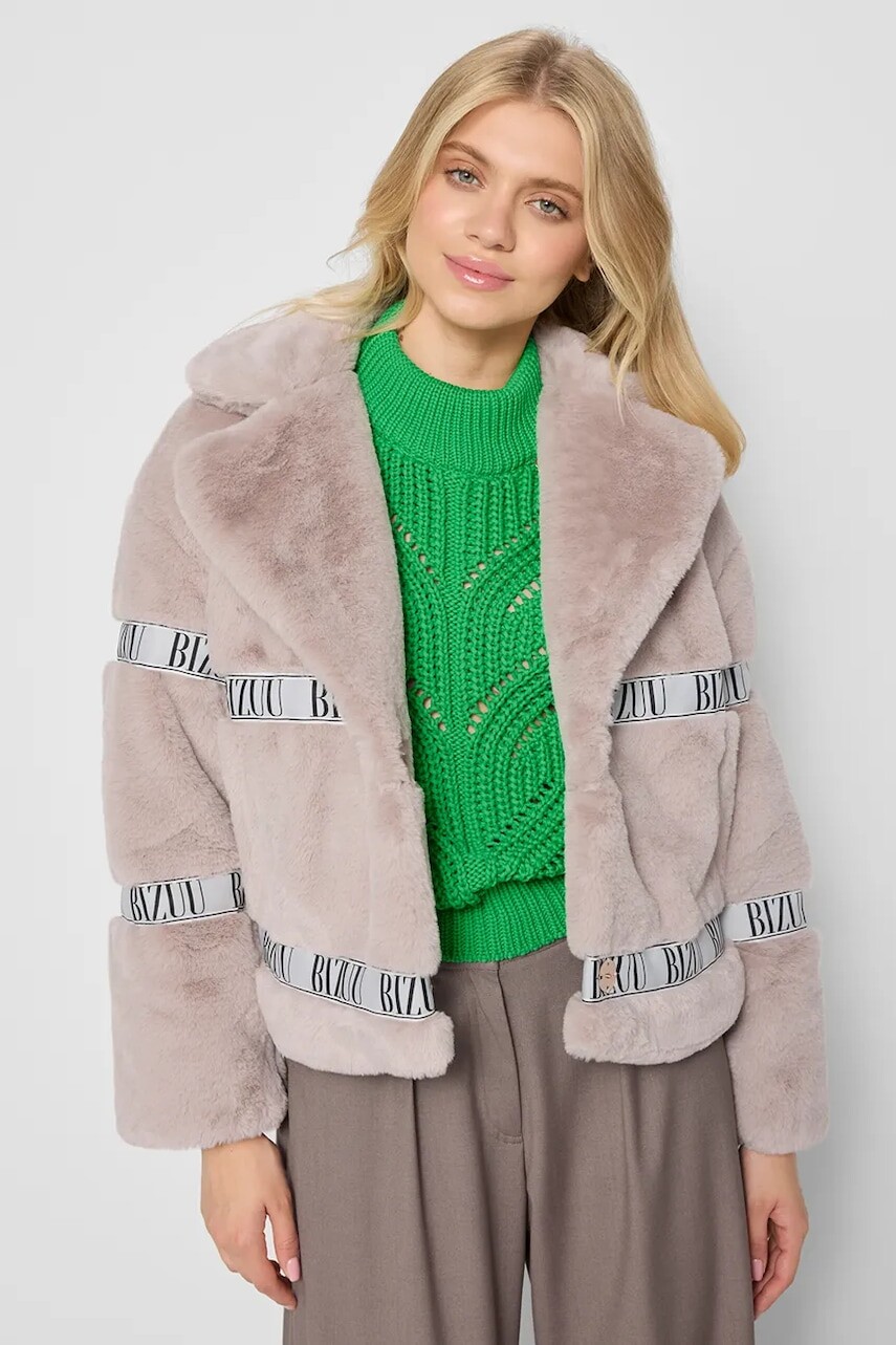 Bunda Bizuu GREGORIA béžová farba, prechodná, oversize, GREGORIA BEŻOWY