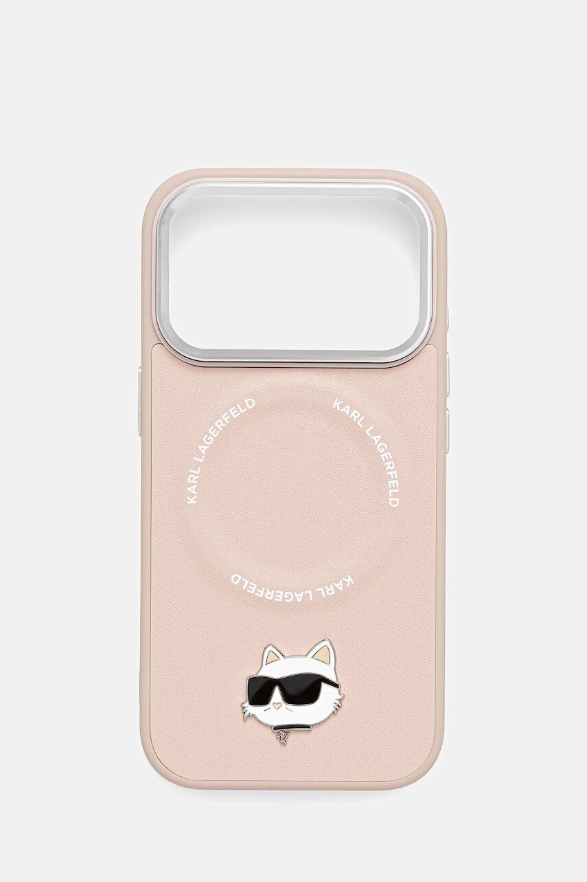 Puzdro na mobil Karl Lagerfeld iPhone 17 Pro ružová farba, KLHMP17LPSMLRCHP