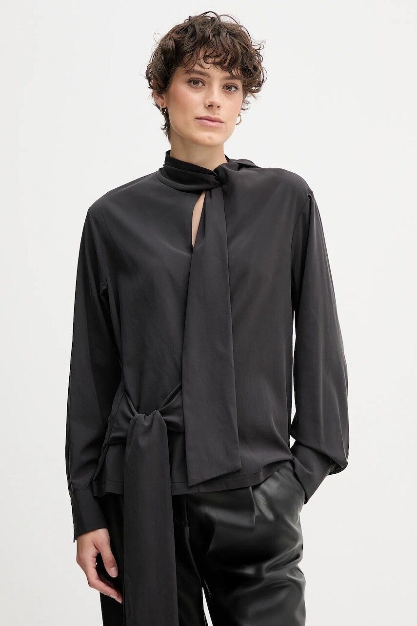 Blúzka Sandro Ferrone čierna farba, jednofarebná, S165YBFCRUSCA