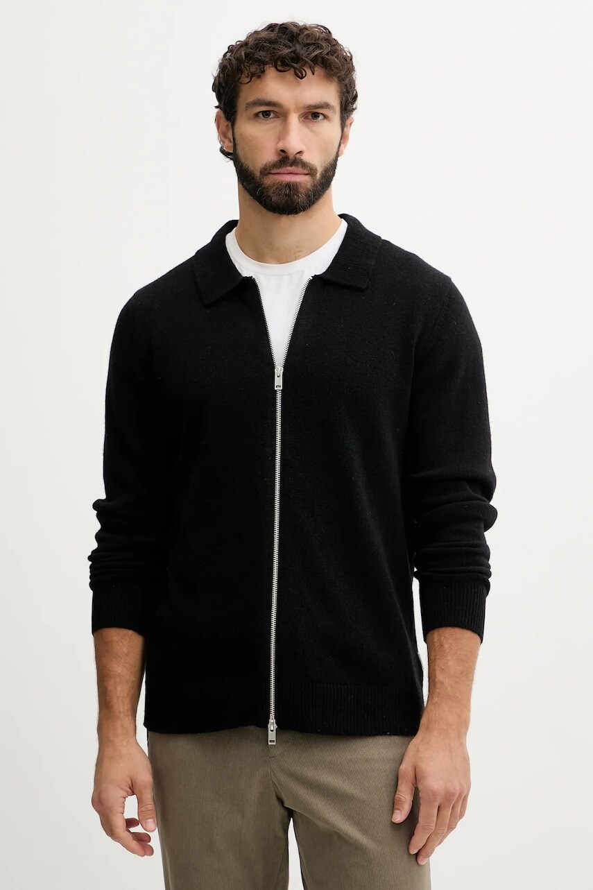 Kardigan s prímesou vlny Lindbergh čierna farba, 30.800229