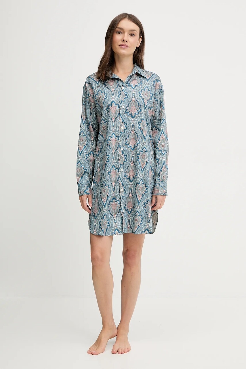 Nočná košeľa Lauren Ralph Lauren modrá farba, ILN32476
