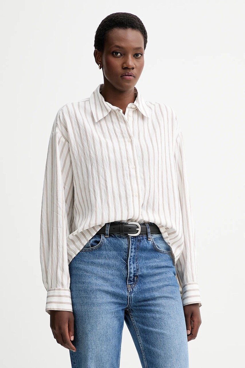 Košeľa Marc O'Polo biela farba, voľný strih, s klasickým golierom, 510090542267