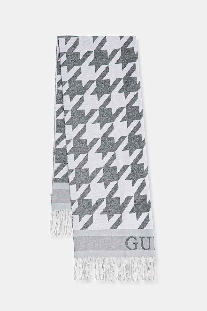 Šál Guess šedá farba, s potlačou, AM9563 POL03