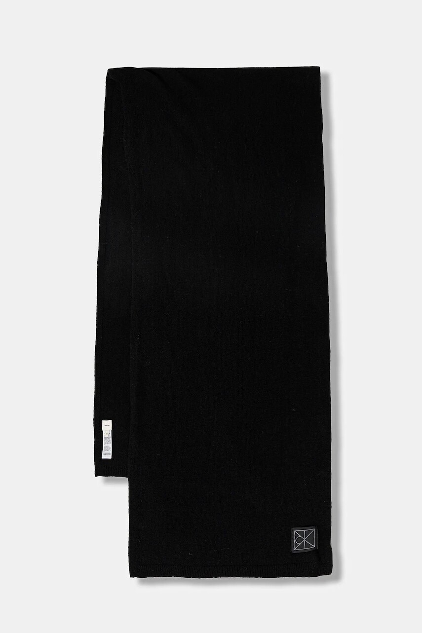 Kašmírový šál Calvin Klein čierna farba, jednofarebný, LV04D8014G