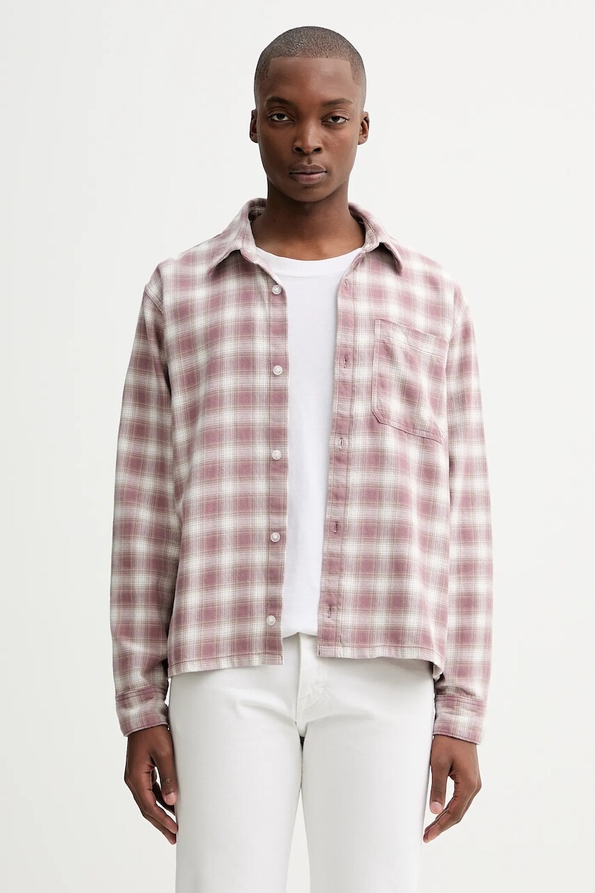 Bavlnená košeľa Hollister Co. ružová farba, regular, s klasickým golierom, KI325-5202-638