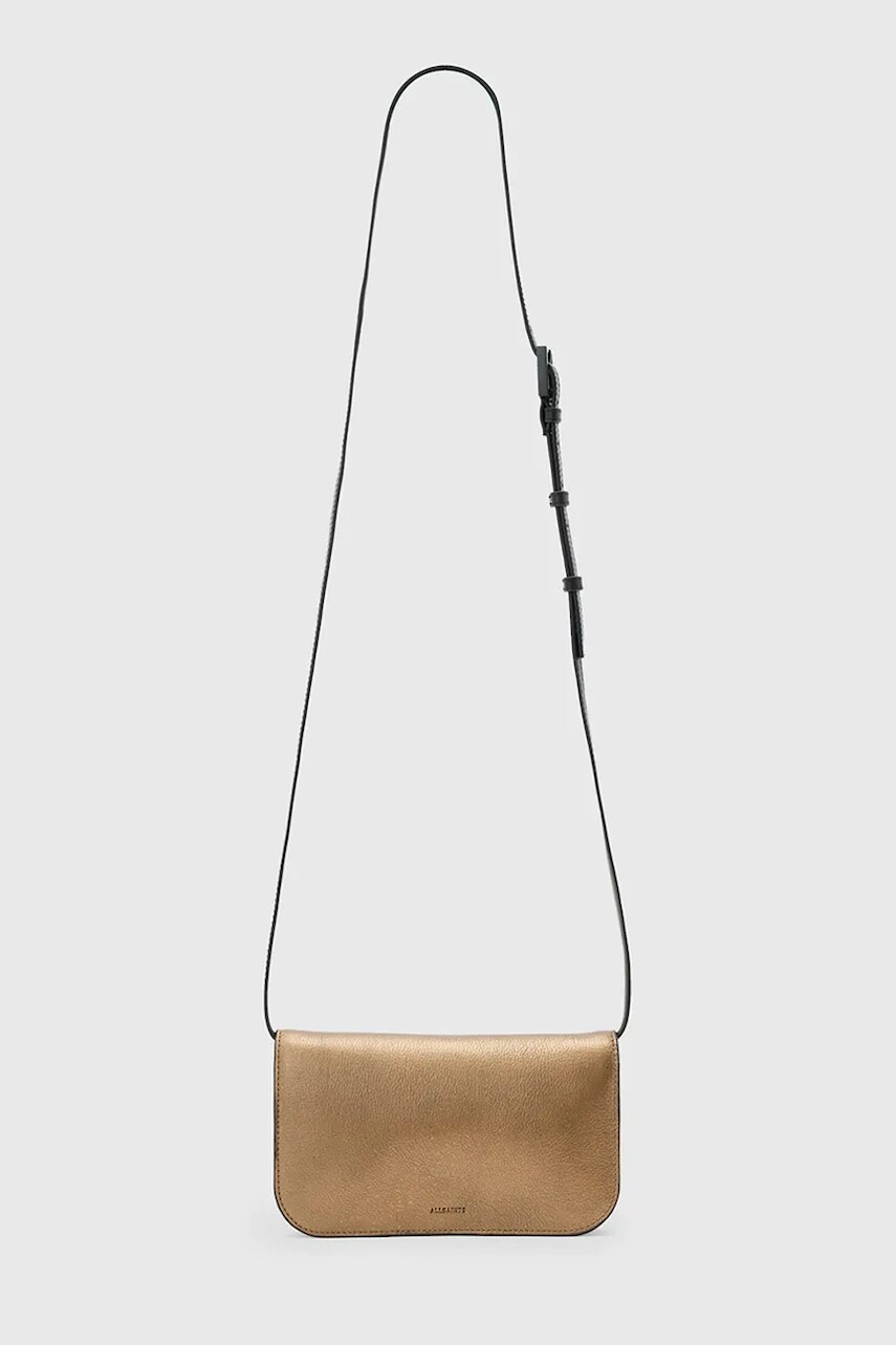 Kožená kabelka AllSaints MAEVE zlatá farba, W275XD