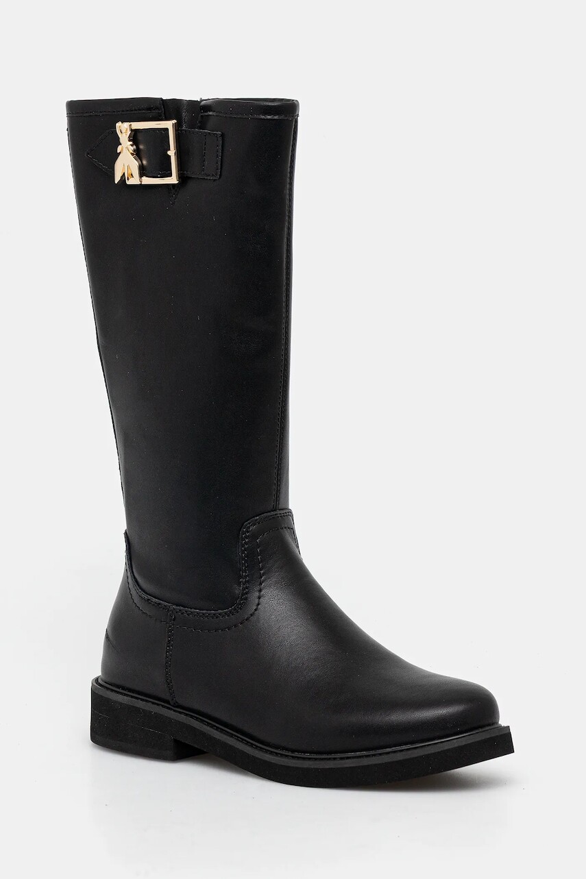 Detské kožené čižmy Patrizia Pepe čierna farba, PPJ958