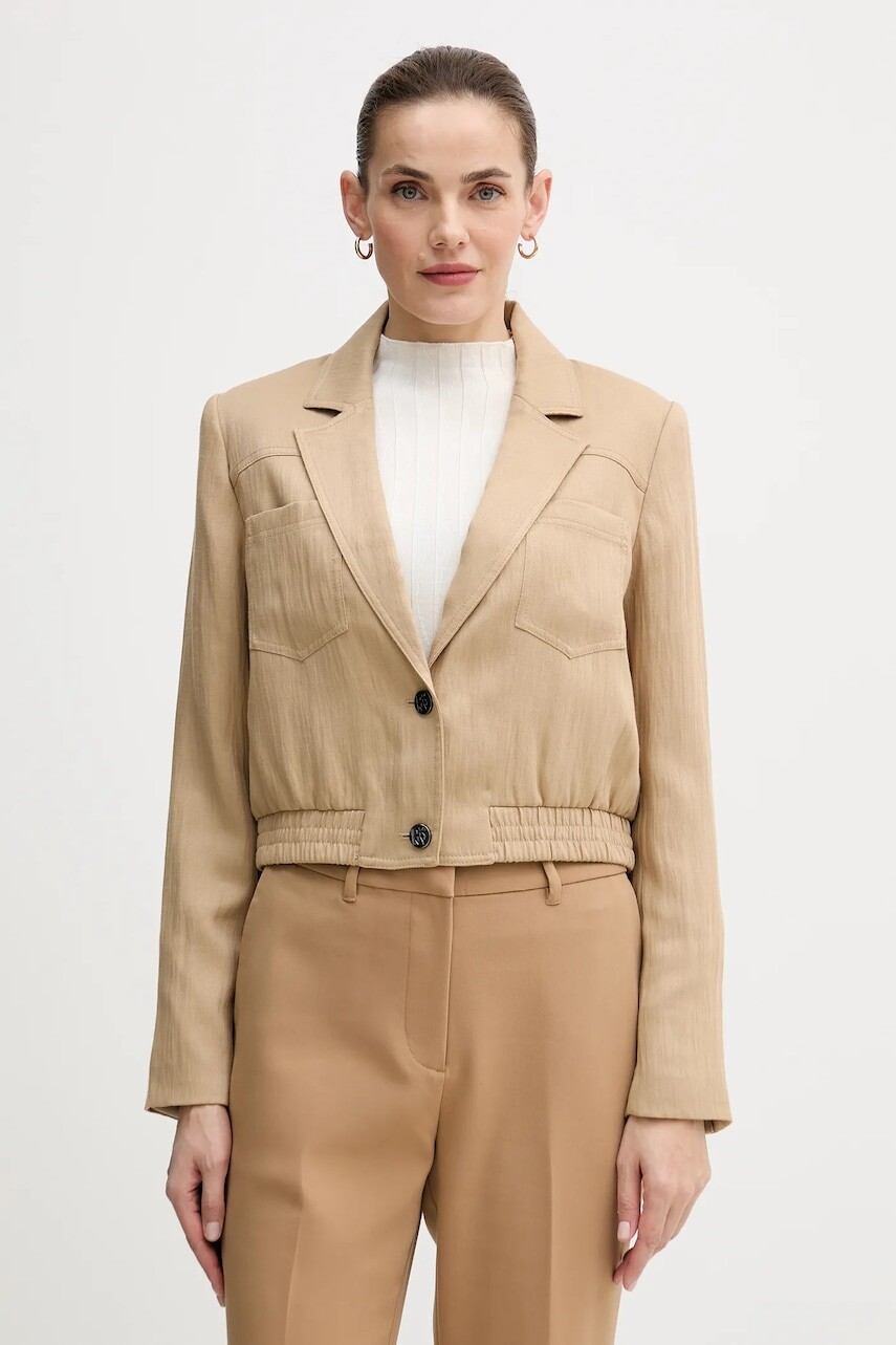Bunda Dkny WOVEN JACKET béžová farba, prechodná, P5GCTC12