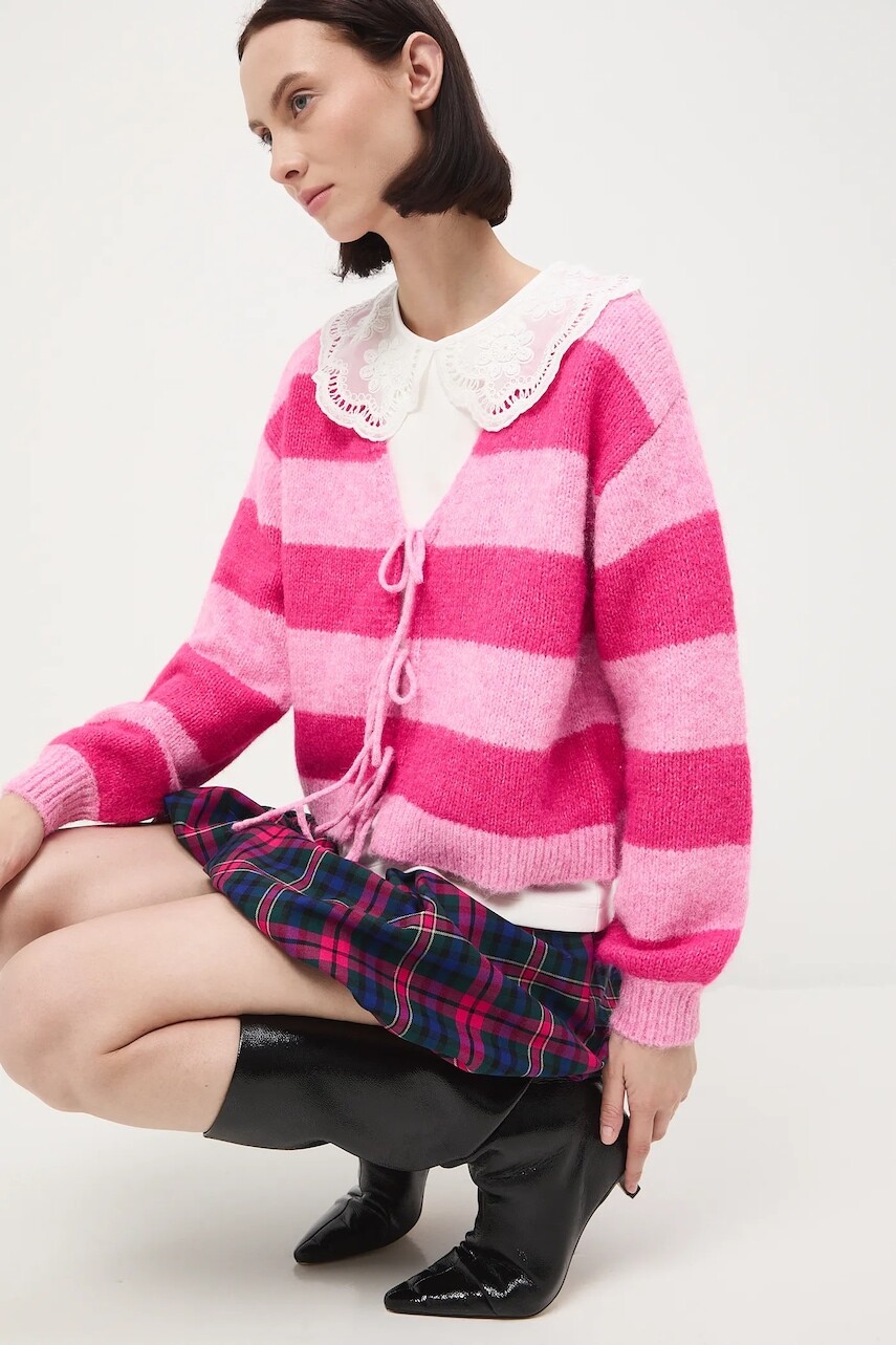 Kardigán Medicine ružová farba, teplé