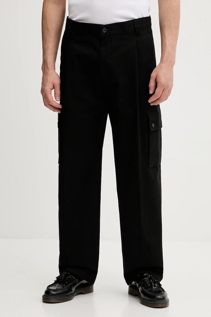 Nohavice HUGO čierna farba, rovný strih, 50541377