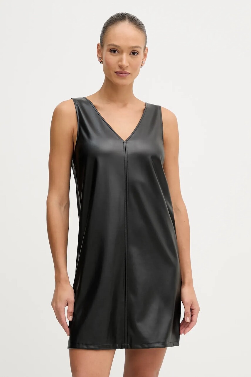 Šaty United Colors of Benetton čierna farba, mini, áčkový strih, 4M3CDV0BY